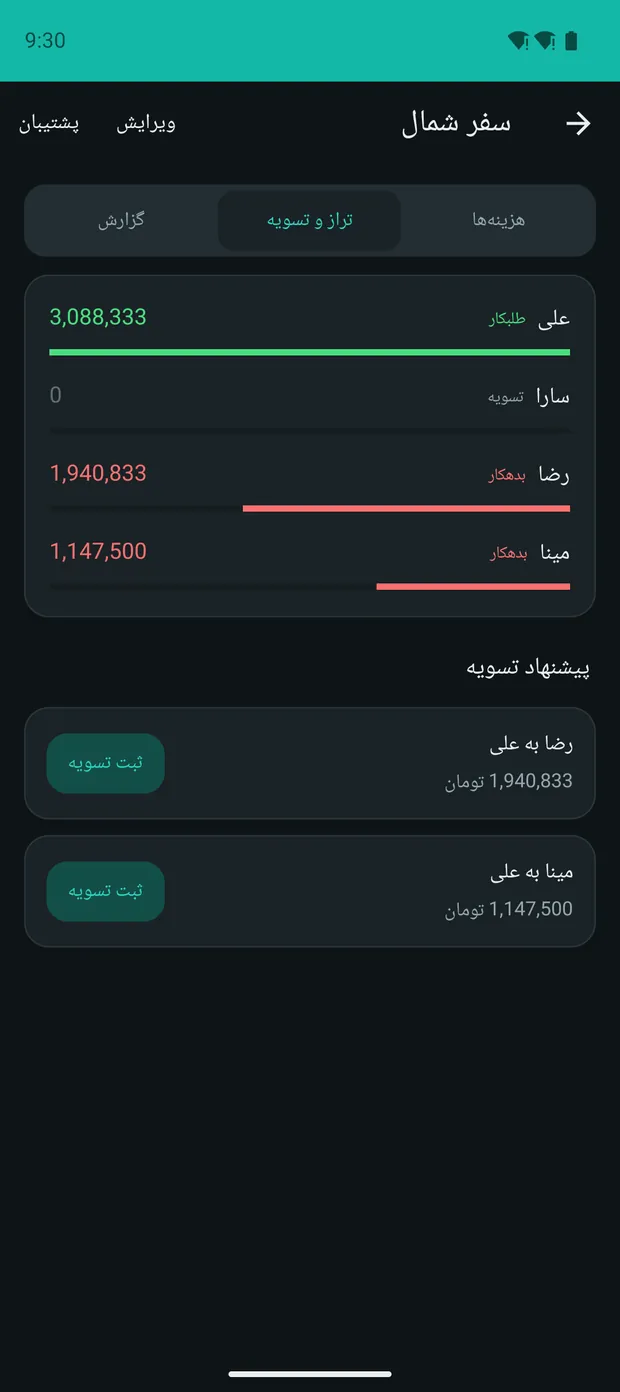 تراز و تسویه در حالت تاریک